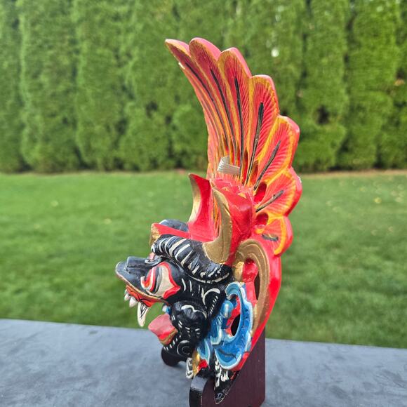 Vintage Balinese Barong Lions Mask Hand Carved Craft Tribal Mask Wall Decor - Picture 5 of 13